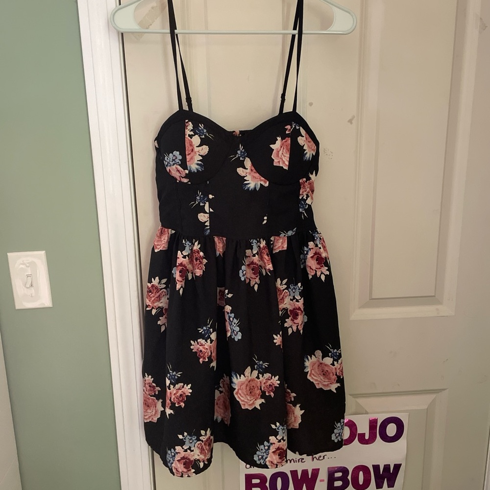 Black Dress with Floral Accents